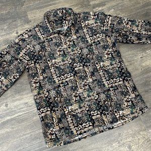 Vintage Countess Wara Shirt Men Size Large Button Front Long Sleeve Abstract‎